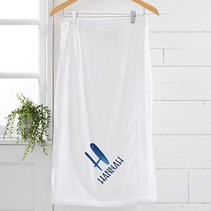 Ombre Initial Embroidered Womens White Towel Wrap - 28989-W