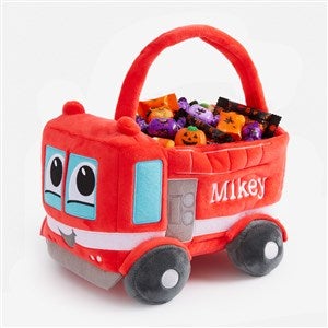 Fire Truck Embroidered Plush Halloween Treat Bag - 29011