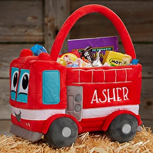 Fire Truck Embroidered Plush Halloween Treat Bag - 29011