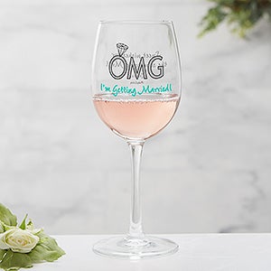 OMG Im Getting Married philoSophies Personalized 12 oz White Wine Glass - 29047-W