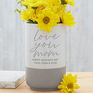 Love You, Mom Personalized Cement Vase - 29060
