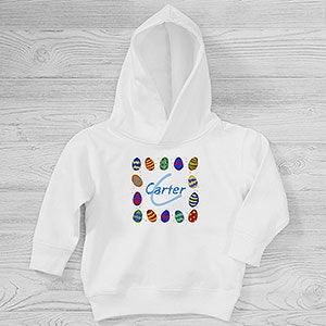 Colorful Eggs Personalized Easter Toddler Hooded Sweatshirt - 29194-CTHS