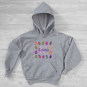 Colorful Eggs Personalized Easter Hanes Kids Hooded Sweatshirt - 29194-YHS