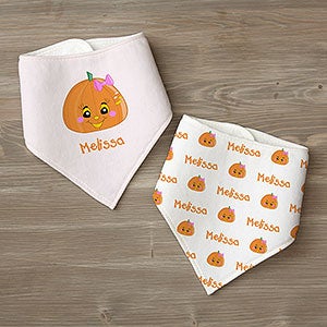 Miss Pumpkin Personalized Baby Bandana Bibs- Set of 2 - 29220-BB