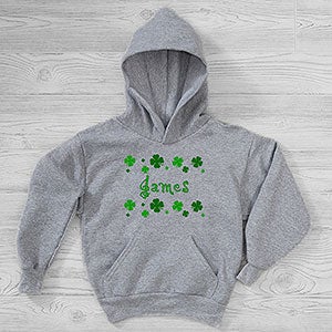 Lucky Clover Personalized St. Patricks Day Hanes Kids Hooded Sweatshirt - 29251-YHS