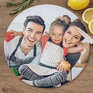 Personalized Photo Round Glass Cutting Board - 12-inch - 29253-12