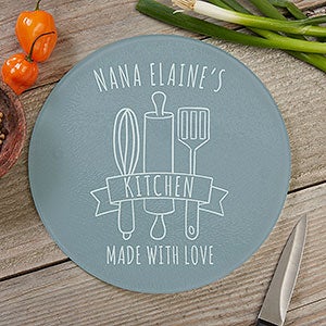 Grandmas Kitchen Personalized Round Glass Cutting Board 8 inch - 29255-8