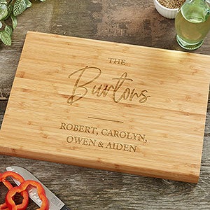 Classic Elegance Family Personalized Bamboo Cutting Board 14x18 - 29267-L