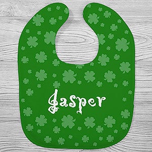 Lucky Clover Personalized St. Patricks Day Baby Bib - 29273-B