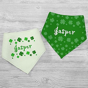 Lucky Clover Personalized St. Patricks Day Bandana Bibs- Set of 2 - 29273-BB