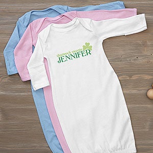 Born Lucky Personalized St. Patricks Day Baby Gown - 29300-G