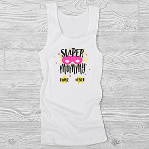 Mommy Is My Super Hero Personalized Ladies Tank Top - 29319-WT