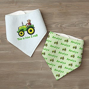 Tractor Time Personalized Baby Bandana Bibs- Set of 2 - 29361-BB
