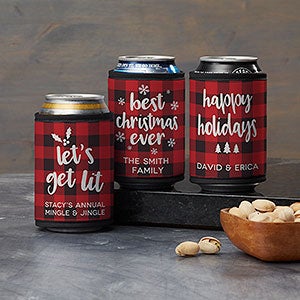 Cozy Cabin Personalized Christmas Can & Bottle Wrap - 29409