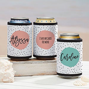 Modern Polka Dot Personalized Can & Bottle Wrap - 29412