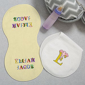 Alphabet Animals Personalized Burp Cloths - Set of 2 - 29439-B
