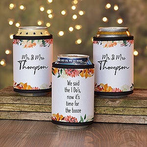 Blush Colorful Floral Personalized Wedding Favor Can & Bottle Wrap - 29484