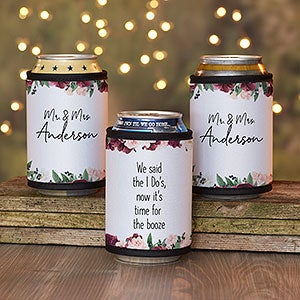 Wine Colorful Floral Personalized Wedding Favor Can & Bottle Wrap - 29487