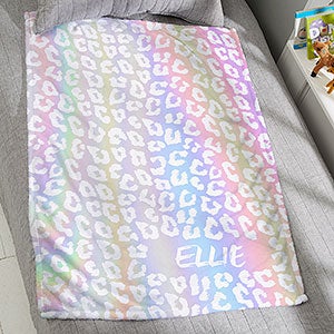 Leopard Print Personalized 30x40 Plush Fleece Baby Blanket - 29527-SF