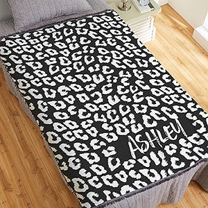 Leopard Print Personalized 56x60 Woven Throw - 29527-A