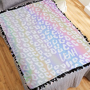 Leopard Print Personalized 50x60 Tie Blanket - 29527-T