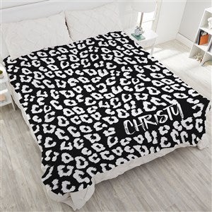 Leopard Print Personalized 90x90 Plush Queen Fleece Blanket - 29527-QU