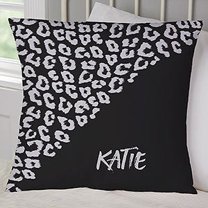 Leopard Print Personalized 18 Velvet Throw Pillow - 29532-LV