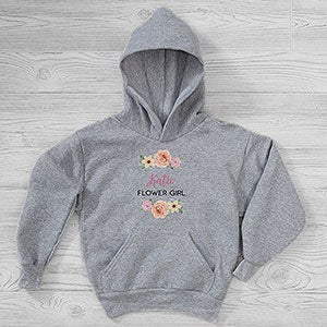 Floral Wreath Flower Girl Personalized Hanes Kids Hooded Sweatshirt - 29585-YHS