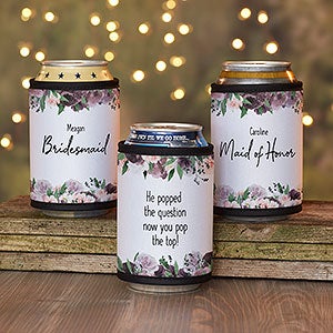 Plum Colorful Floral Bridesmaid Personalized Can & Bottle Wrap - 29607
