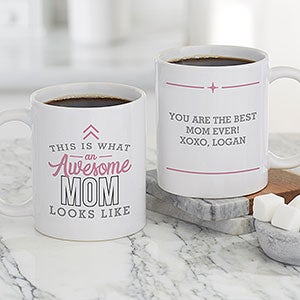 This Is What an Awesome Mom Looks Like Personalized Coffee Mug 11 oz.- White - 29612-S