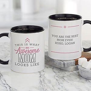 This is What an Awesome Mom Looks Like Personalized Coffee Mug 11 oz.- Black - 29612-B