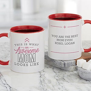 This Is What an Awesome Mom Looks Like Personalized Coffee Mug 11 oz.- Red - 29612-R