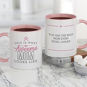 This Is What an Awesome Mom Looks Like Personalized Coffee Mug 11 oz.- Pink - 29612-P