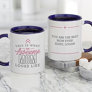 This Is What an Awesome Mom Looks Like Personalized Coffee Mug 11 oz.- Blue - 29612-BL