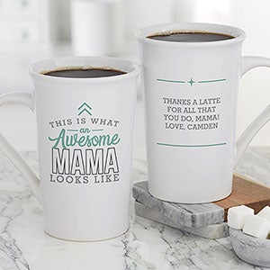 This Is What an Awesome Mom Looks Like Personalized Latte Mug 16 oz.- White - 29612-U