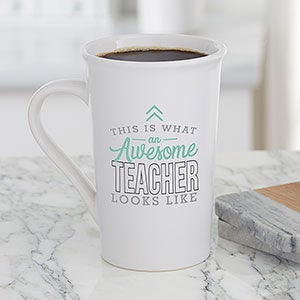 This Is What an Awesome Teacher Looks Like Personalized Latte Mug 16 oz.- White - 29616-U