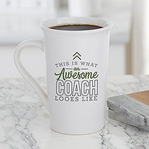 This Is What an Awesome Coach Looks Like Personalized Latte Mug 16 oz.- White - 29617-U