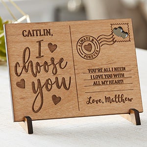 I Choose You Personalized Wood Postcard-Natural - 29620-N