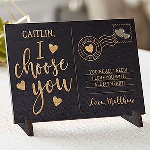I Choose You Personalized Wood Postcard - Black Stain - 29620-BK