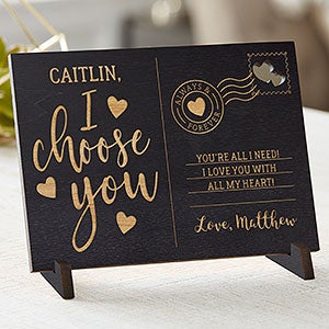 I Choose You Personalized Wood Postcard-Black Stain - 29620-BK