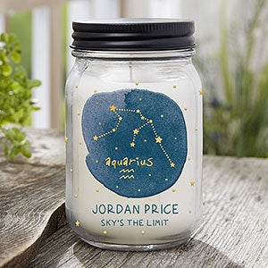 Aquarius Zodiac Personalized Candle Jar - 29652