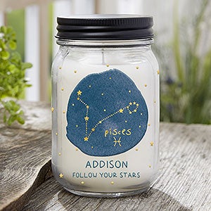 Pisces Zodiac Personalized Candle Jar - 29653