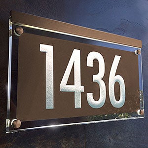 Metallic Crystal LED Lighted Futura Engraved 1-line Address Sign- Dark Bronze - 29696D-DZ