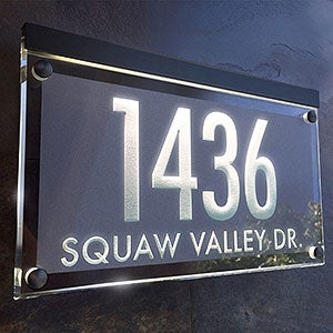 Metallic Crystal LED Lighted Futura Engraved 2-line Address Sign- Black Metallic - 29696D-2BK