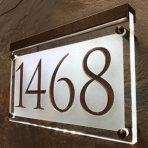 Frosted Crystal LED Lighted Trajan Engraved 1-line Address Sign- Dark Bronze - 29698D-DZ