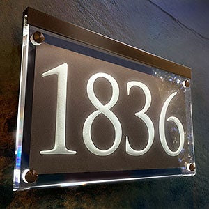 Metallic Crystal LED Lighted Trajan Engraved 1-line Address Sign- Dark Bronze - 29699D-DZ