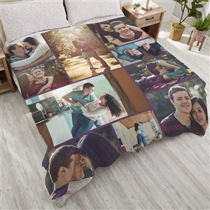 Photo Collage For Couples Personalized 90x90 Plush Queen Fleece Blanket - 29702-QU