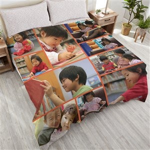 Photo Collage For Kid Personalized 90x90 Plush Queen Fleece Blanket - 29704-QU