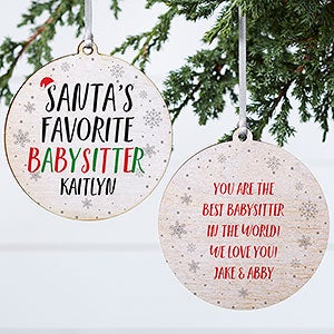 Santas Favorite Personalized Ornament - 2 Sided Wood - 29715-2W