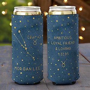 Taurus Zodiac Personalized Slim Can Cooler - 29717